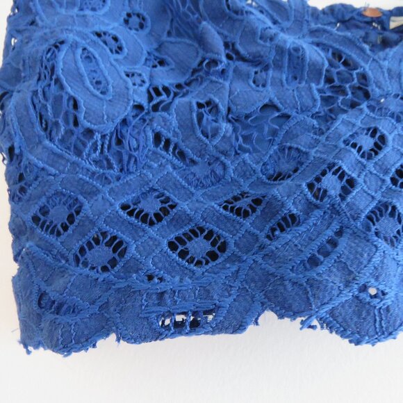 FREE PEOPLE ONE Adella Bralette Crop in Blue Boho Festival Lace Smock Size L - Picture 4 of 15